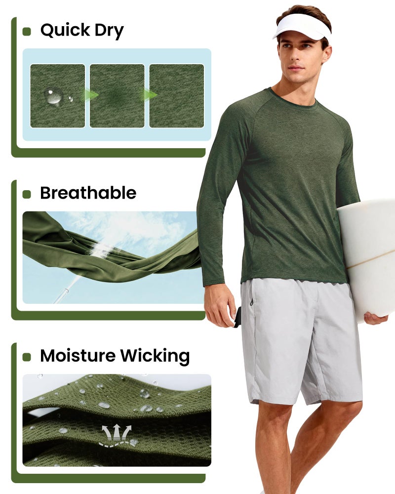 CE' CERDR 5 Pack Long Sleeve Shirts for Men - Quick Dry Moisture Wicking UPF 50+ Sun Protection T-Shirts for Workout Fishing Casual，Black/Blue/Dark Grey/Army Green/Red，Medium - Image 3