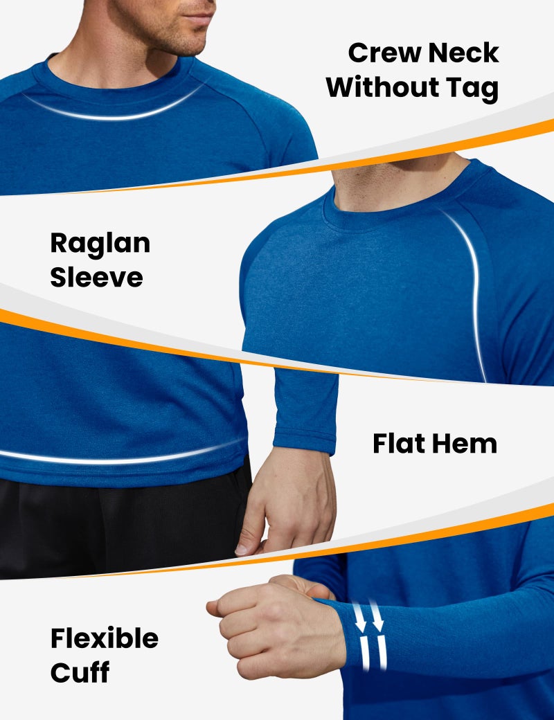 CE' CERDR 5 Pack Long Sleeve Shirts for Men - Quick Dry Moisture Wicking UPF 50+ Sun Protection T-Shirts for Workout Fishing Casual，Black/Blue/Dark Grey/Army Green/Red，Medium - Image 4