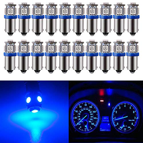 BlyilyB 20-Pack BA9 BA9S 53 57 1895 64111 Blue LED Car Light Bulb for License Plate Side Door Courtesy Interior Dome Map Lights - Image 1