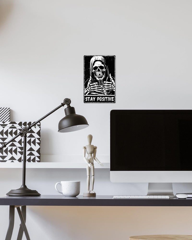 ALKB Death Death Metal Decor stay evential Headon Sign Decor القوطية ديكور - 8x12 بوصة ديكور رعب لمحبي الجمجمة هدية - Image 1