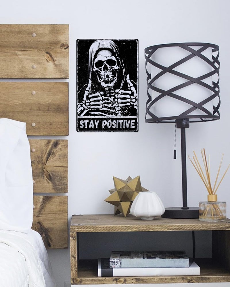 ALKB Death Death Metal Decor stay evential Headon Sign Decor القوطية ديكور - 8x12 بوصة ديكور رعب لمحبي الجمجمة هدية - Image 2