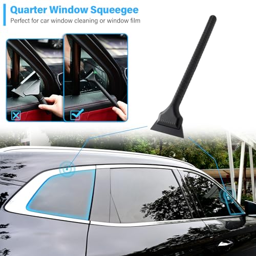 Gomake Vinyl Wrap Tool Kit Small Window Tint Squeegee for Vinyl PPF Tool, 3 PCS Different Hardness Rubber Blade Quarter Squeegee with Anti-Slip Handle for Car Corner Window Windshield Glass Mirror - Image 2