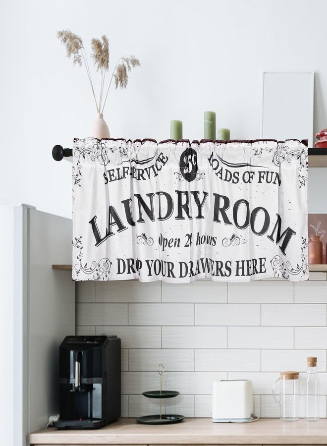 SNOMEL 54 x 18 Inch Laundry Room Curtains for Windows, Rod Pocket Laundry Curtains, Decorative Window Valances, 1 Panel (Style B) - Image 4