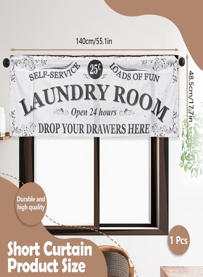 SNOMEL 54 x 18 Inch Laundry Room Curtains for Windows, Rod Pocket Laundry Curtains, Decorative Window Valances, 1 Panel (Style B) - Image 2