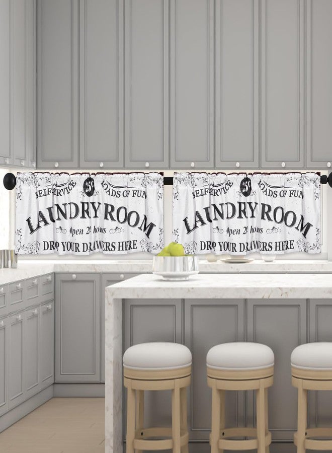 SNOMEL 54 x 18 Inch Laundry Room Curtains for Windows, Rod Pocket Laundry Curtains, Decorative Window Valances, 1 Panel (Style B) - Image 5
