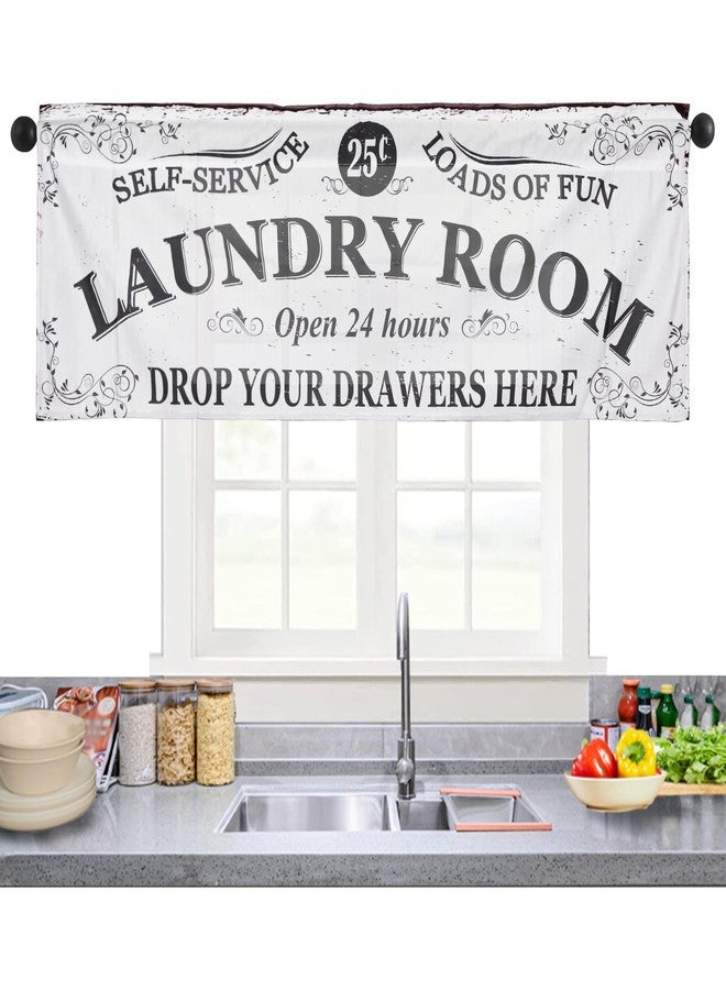 SNOMEL 54 x 18 Inch Laundry Room Curtains for Windows, Rod Pocket Laundry Curtains, Decorative Window Valances, 1 Panel (Style B) - Image 1