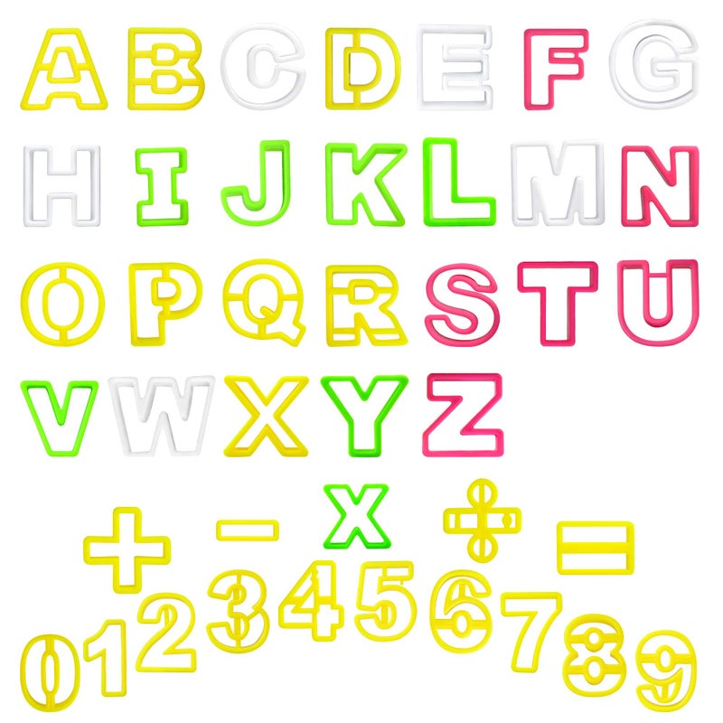 Worldity 41 PCS Plastic Mini Cookie Cutter  Mini Alphabet and Number Cookie Cutters  Food Grade Safe Biscuit Cutter Shapes for Baking  Decorating Cake  Fruit and Holiday Cookie - Image 1