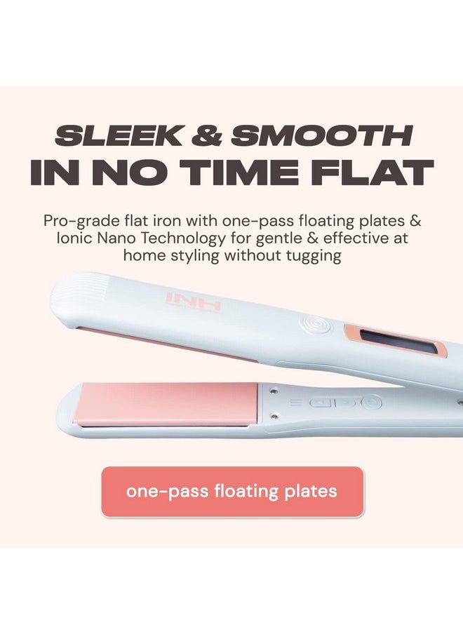 INH - Nh Digital Nano Flat Iron ; One Pass Hair Straightener With 1.25” Tugfree Floating Plates Heats Up To 450 Degrees ; 360 Tanglefree Cord Travelfriendly Worldwide Voltage Smart Automatic Shut Off - Image 1