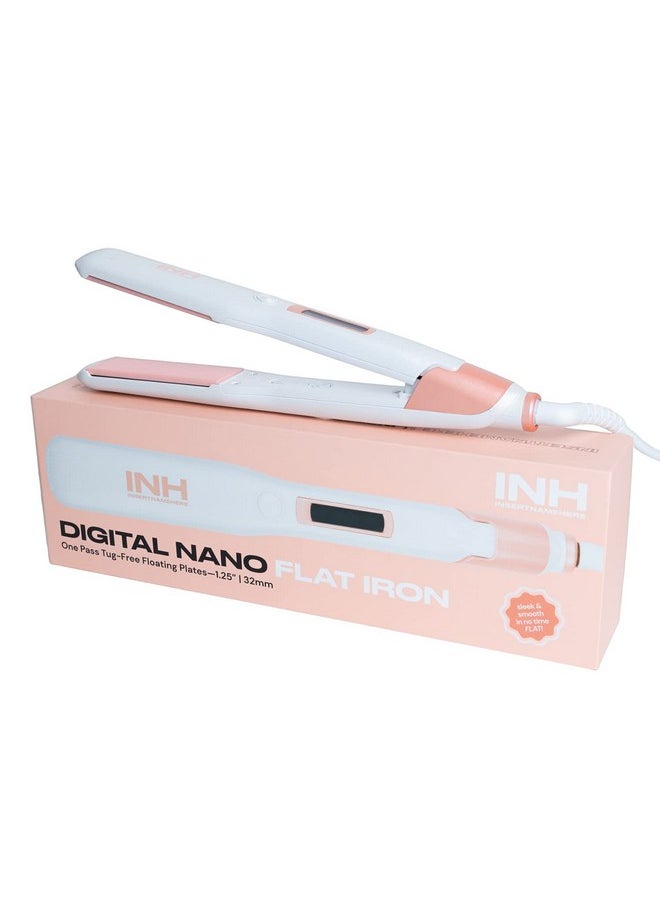 INH - Nh Digital Nano Flat Iron ; One Pass Hair Straightener With 1.25” Tugfree Floating Plates Heats Up To 450 Degrees ; 360 Tanglefree Cord Travelfriendly Worldwide Voltage Smart Automatic Shut Off - Image 1