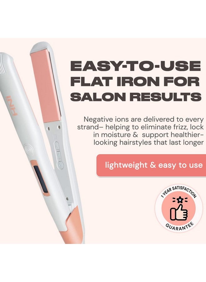 INH - Nh Digital Nano Flat Iron ; One Pass Hair Straightener With 1.25” Tugfree Floating Plates Heats Up To 450 Degrees ; 360 Tanglefree Cord Travelfriendly Worldwide Voltage Smart Automatic Shut Off - Image 1