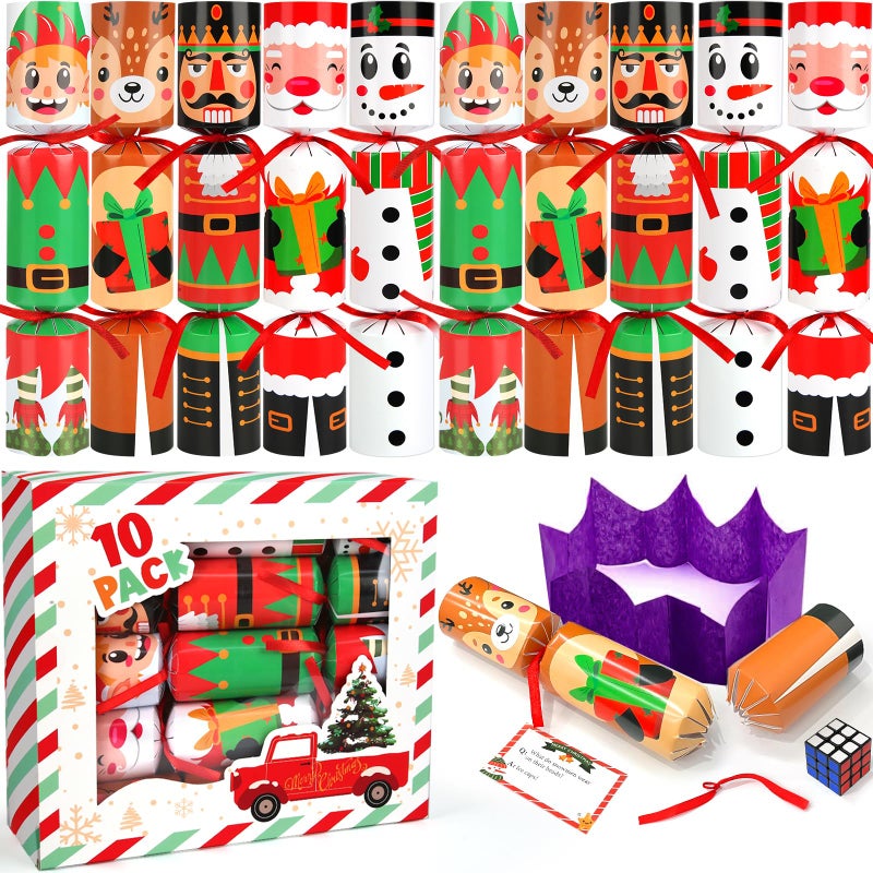 SURCVIO 10 Pack NonSnap Christmas Table Party Favors with Party Hats Joke Little Gifts for Kids Adults Christmas Cute Characters Design Xmas Seasonal Holiday Dinner Traditions Supplies - Image 3