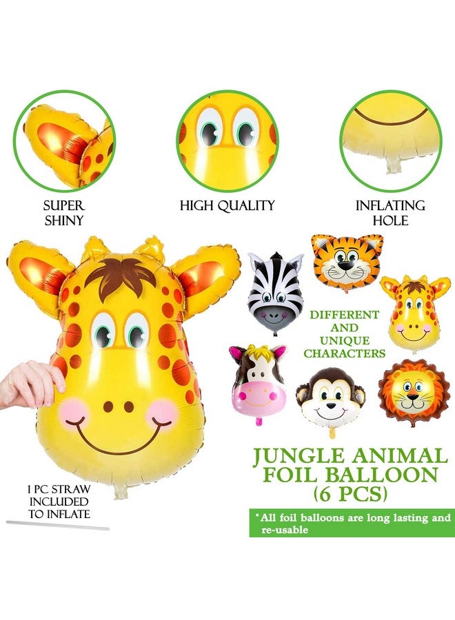 Zyozique Jungle Safari Birthday Decoration Kids,Animal Birthday Party Decoration Paper Bunting Banner with Balloons, Cake Topper,Foil Balloons, Cardstock Cutout,Glue & Arch Kit (Pack of 68) - Image 5