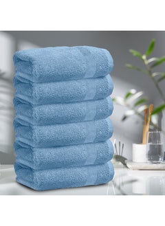 Rest Bath Towel Set Of 6 Sky Blue Cotton Towel 70X140Cm , 47X55 Inch Luxury Hotel Towel Set Absorbent Durable Lightweight Washable Quick Dry Spa Quality Beach Family Bath Towel.  - Image 1