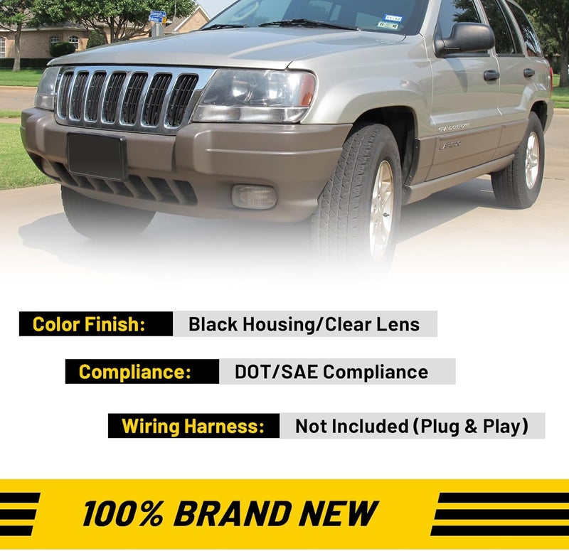AUTOFREE Fog Lights for 1999-2003 JEEP Grand Cherokee with H12 12V53W Bulbs - Clear Lens - Image 3
