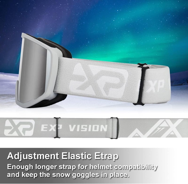 EXP VISION Ski/Snowboard Goggles for Men Women, OTG Snow Goggles Anti Fog UV Protection - Image 5