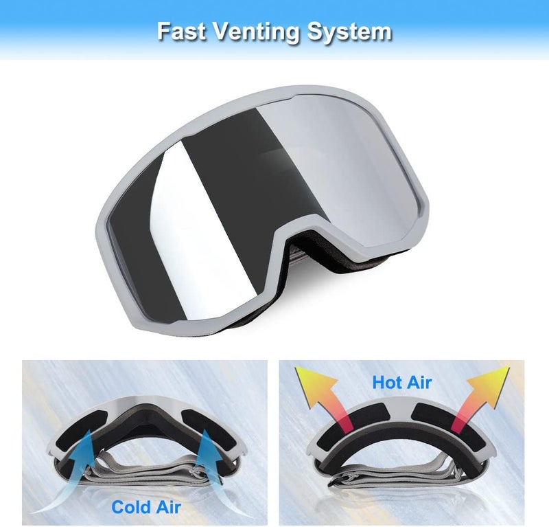 EXP VISION Ski/Snowboard Goggles for Men Women, OTG Snow Goggles Anti Fog UV Protection - Image 3