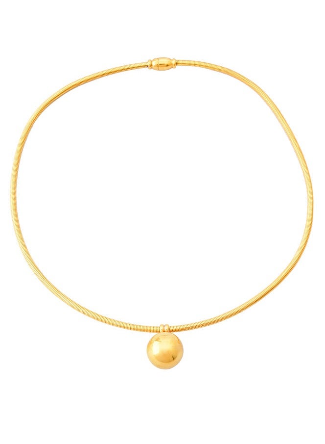 Rwnq Modern Gold Stainless Steel Collar with Polished Ball Pendant - Shiny Collar Necklace for Women - Elegant Anti-Rust and Hypoallergenic Necklace - Suitable for Daily Outings and Special Occasions - Stainless Steel Accessories Necklace - Women's Accessories - Necklace for Women.  - Image 1
