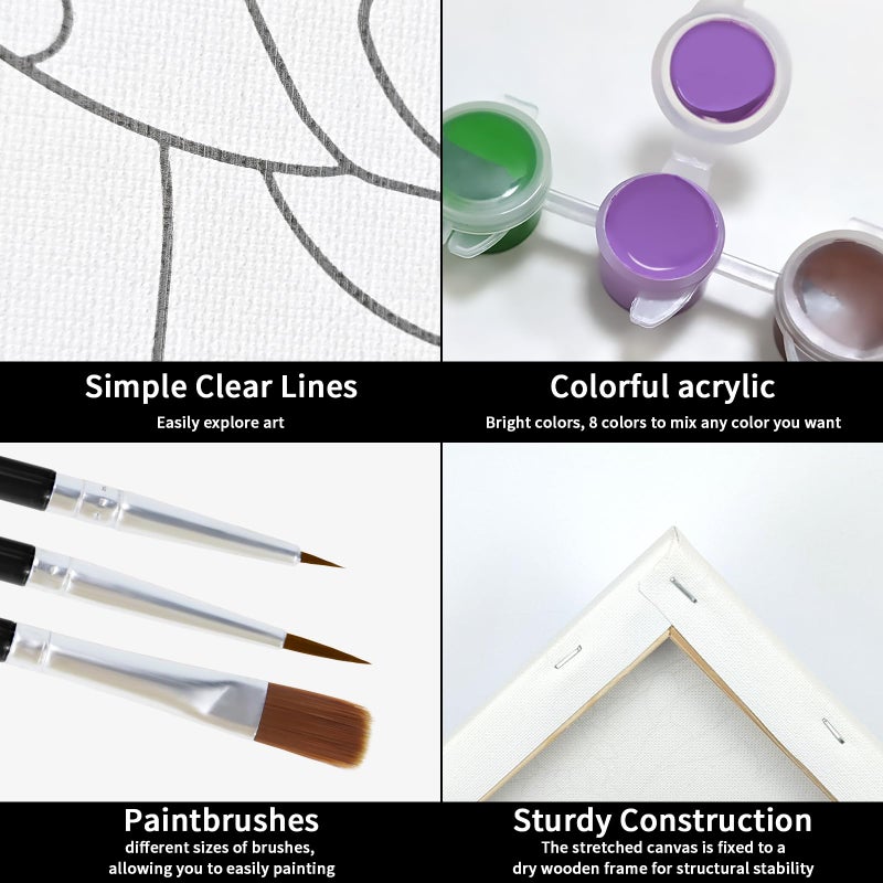 VOCHIC Sip and Paint Kit, Pre Drawn Canvas Couples Painting Party Kits Paint Art Set with Outline Canvas for Adults Date Night Couple Sunset Heart 2 Pack (12 x 16 Inches) - Image 4