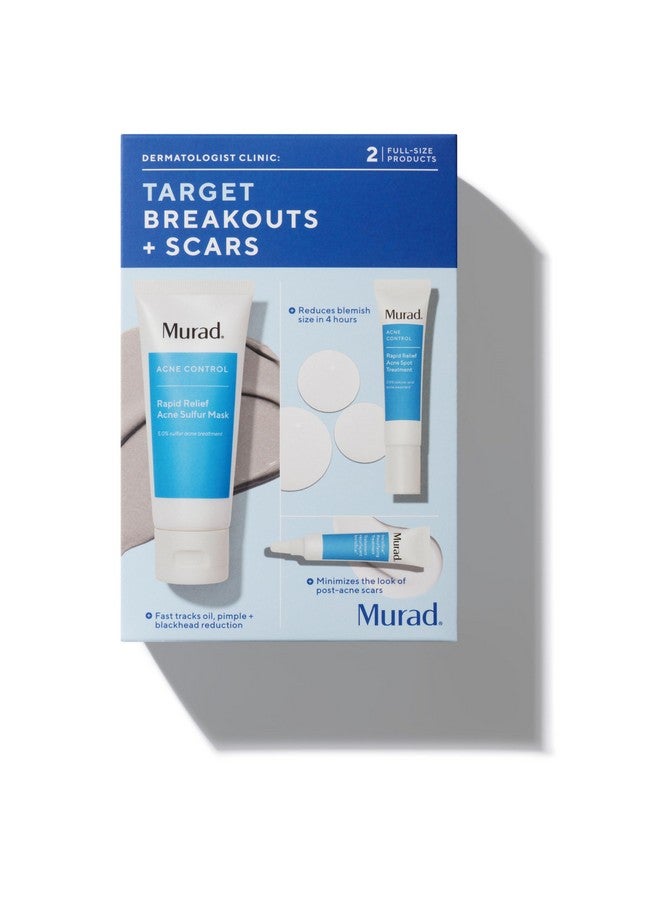 Murad Murad Target Breakouts + Scars (3 Piece Value Set) - Acne Sulfur Mask, Acne Spot Treatment, Invisiscar Resurfacing Treatment - Facial Acne Regimen to Target and Minimize Acne Scars - Image 1