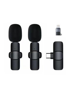 2 pieces mini microphone multifunction, mini wireless microphone for video, wireless microphone for iPhone Android, clip-on microphone, Bluetooth mobile phone microphone, wireless clip-on microphone for YouTube Vlog