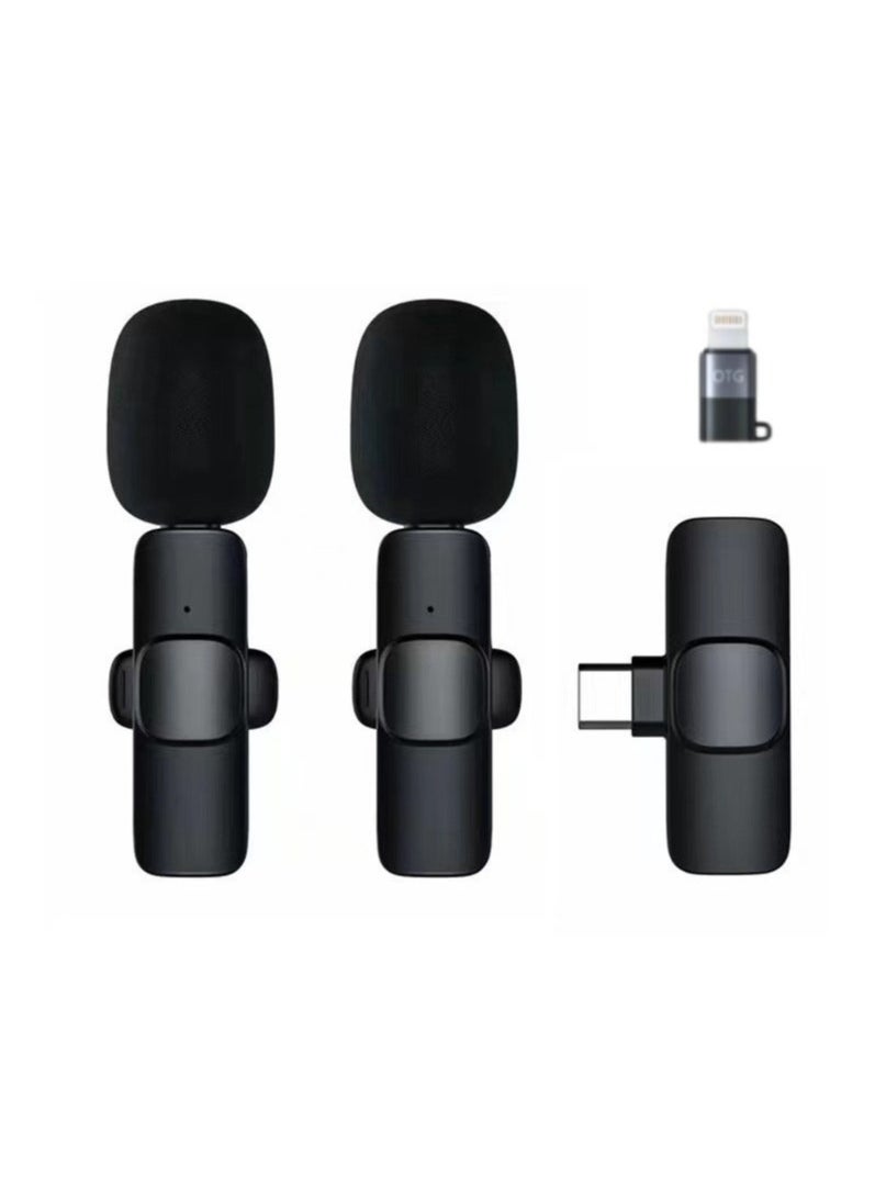 Generic 2 pieces mini microphone multifunction, mini wireless microphone for video, wireless microphone for iPhone Android, clip-on microphone, Bluetooth mobile phone microphone, wireless clip-on microphone for YouTube Vlog  - Image 1
