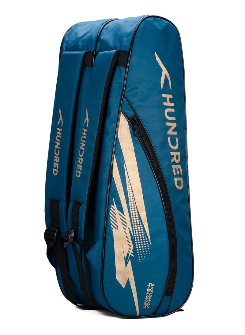 HUNDRED - Cosmogear Badminton Kit-bag | Size: Large | Double Zipper | Bag with Front Zipper Pocket | Material: Polyester| Padded Back Straps | Easy-Carry Handle - Image 1