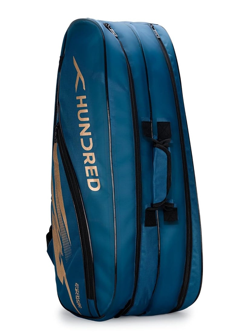 HUNDRED - Cosmogear Badminton Kit-bag | Size: Large | Double Zipper | Bag with Front Zipper Pocket | Material: Polyester| Padded Back Straps | Easy-Carry Handle - Image 1