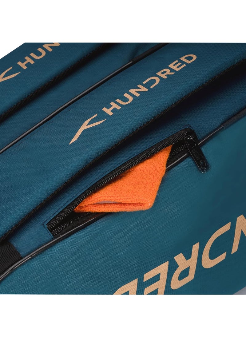 HUNDRED - Cosmogear Badminton Kit-bag | Size: Large | Double Zipper | Bag with Front Zipper Pocket | Material: Polyester| Padded Back Straps | Easy-Carry Handle - Image 1