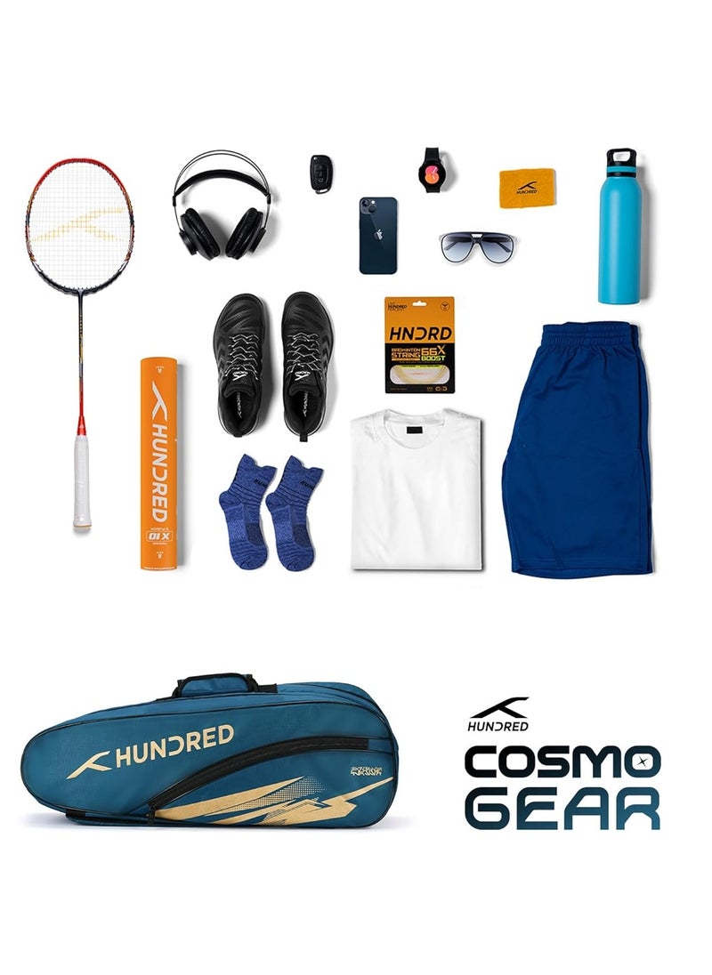 HUNDRED - Cosmogear Badminton Kit-bag | Size: Large | Double Zipper | Bag with Front Zipper Pocket | Material: Polyester| Padded Back Straps | Easy-Carry Handle - Image 1