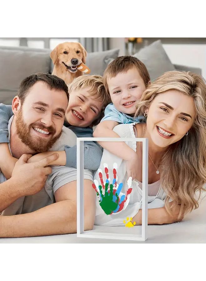 إطار بصمة اليد البيضاء هدية عائلية مع مجموعة طلاء ديكور المنزل تذكار - Image 4