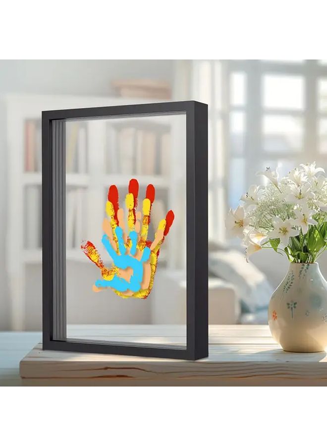 إطار بصمة اليد البيضاء هدية عائلية مع مجموعة طلاء ديكور المنزل تذكار - Image 1