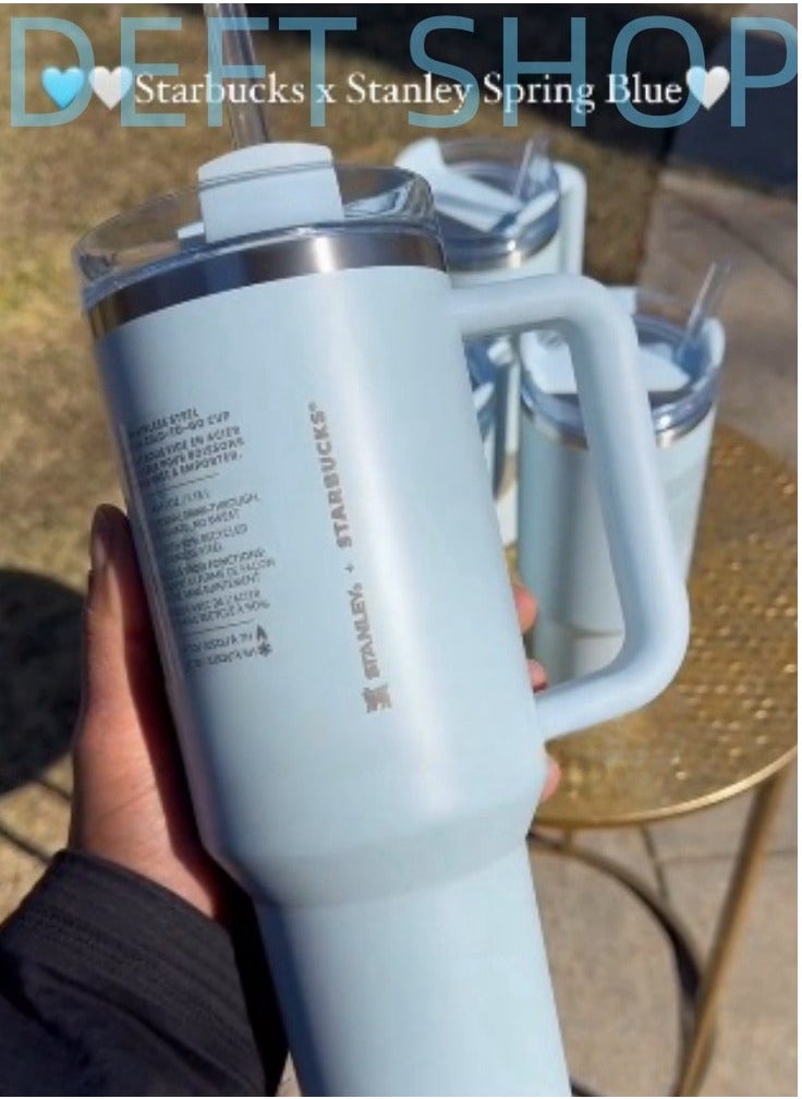 Stanley - Stanley X Starbucks 40 oz. Quencher H2.0 FlowState Tumbler –Spring Blue - Image 1