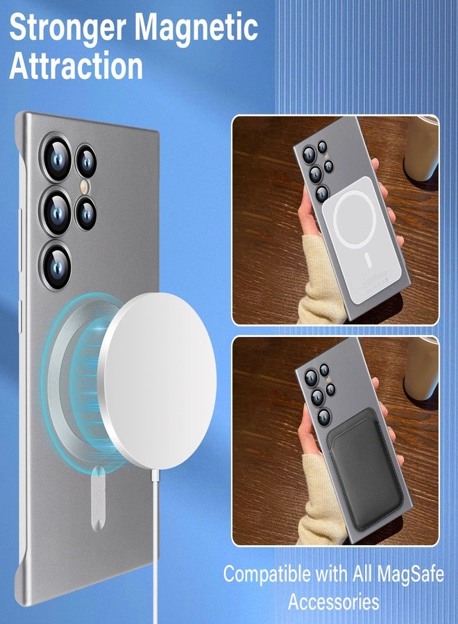 أوميو جراب أوميو المغناطيسي النحيف لهاتف جالاكسي إس 23 ألترا، متوافق مع ماج سيف، مصنوع من البولي كربونات غير اللامع، تصميم بسيط بدون إطار أو حواف مع واقي لعدسة الكاميرا، مناسب للرجال والنساء، لون تيتانيوم طبيعي - Image 4