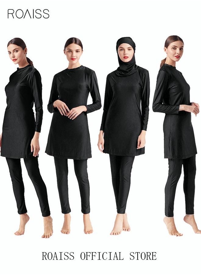 3-Piece Women Conservative Swimsuit Set Muslim Swimwear Swimming Trousers Cap Ladies Beachwear Skirt Breathable Bikini Dress Arab Clothing Solid Black - pzsku/Z06F5F9621AB636F9B29FZ/45/_/1669390206/bac8339b-b6f6-40b5-92d7-ef0806830ccd