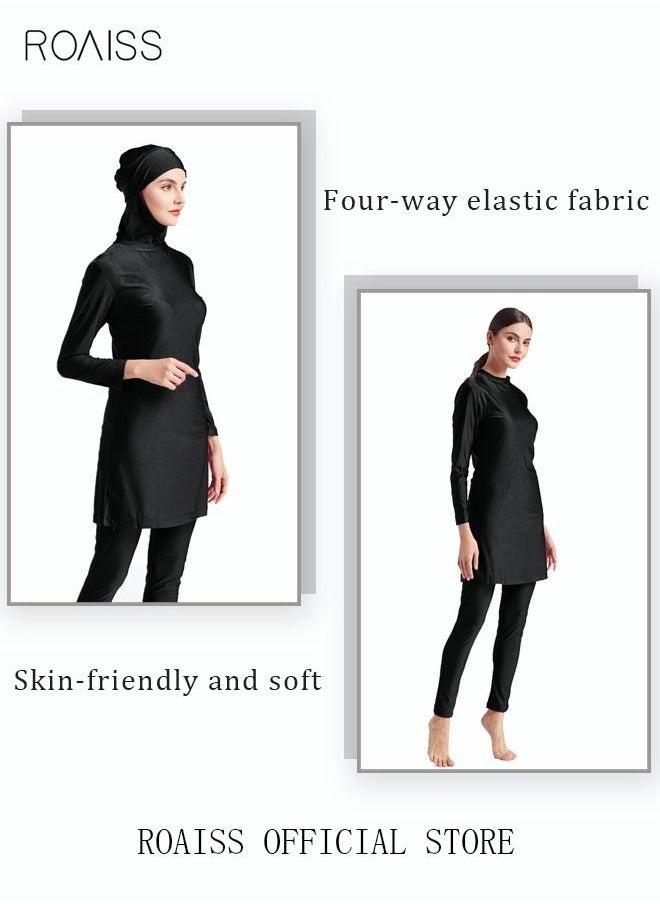 3-Piece Women Conservative Swimsuit Set Muslim Swimwear Swimming Trousers Cap Ladies Beachwear Skirt Breathable Bikini Dress Arab Clothing Solid Black - pzsku/Z06F5F9621AB636F9B29FZ/45/_/1669390206/eac1b1a5-4e7b-46b9-a947-e99f58a0d422