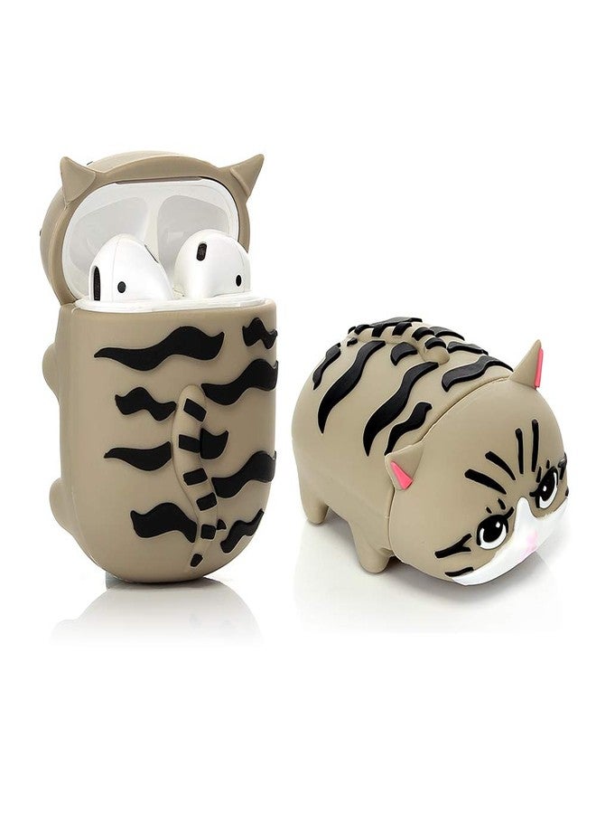 LEWOTE Silicone Case Compatible for Apple Airpods with Funny Cute Cover [Cute Pet Design](Cat Grey) - Image 1