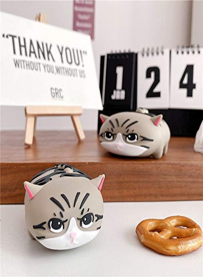LEWOTE Silicone Case Compatible for Apple Airpods with Funny Cute Cover [Cute Pet Design](Cat Grey) - Image 3