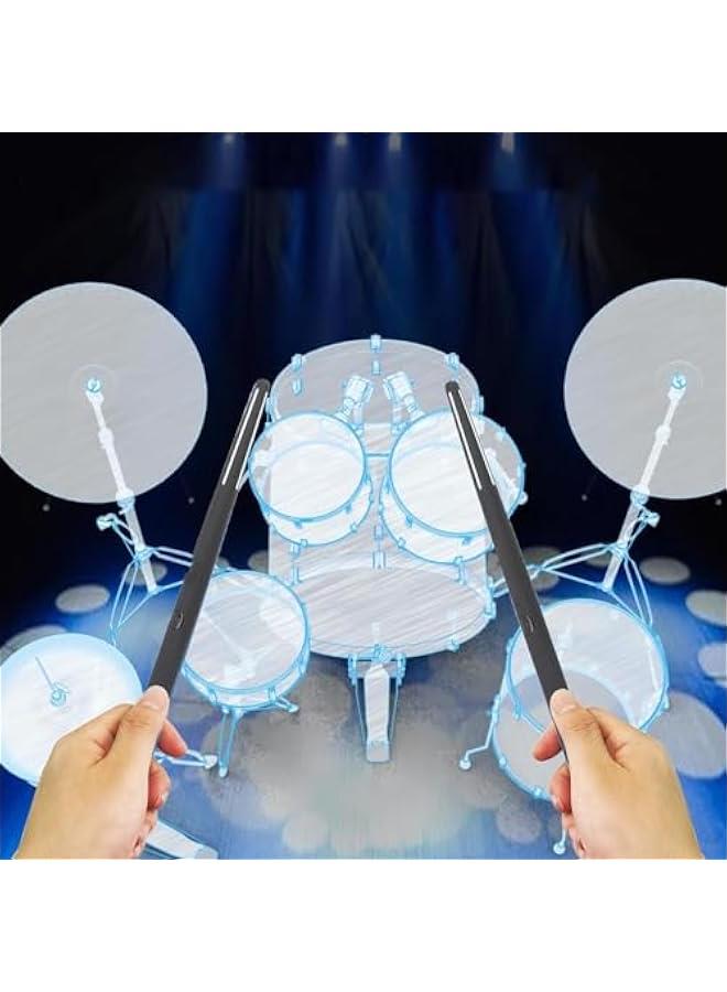 Electric Air Drum Set, Virtual Drumsticks Set, RGB Portable 3D Motion Sensing Air Drum Kit with Drumsticks Pedals Bluetooth & 8 Sounds for Adults Kids Percussion Accessories  - Image 3