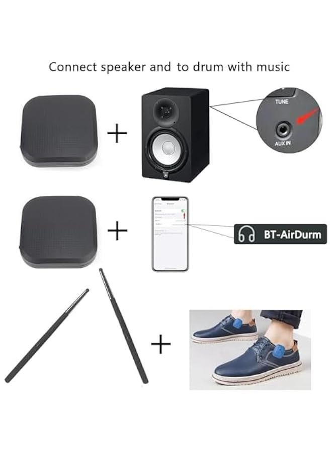 Electric Air Drum Set, Virtual Drumsticks Set, RGB Portable 3D Motion Sensing Air Drum Kit with Drumsticks Pedals Bluetooth & 8 Sounds for Adults Kids Percussion Accessories  - Image 4
