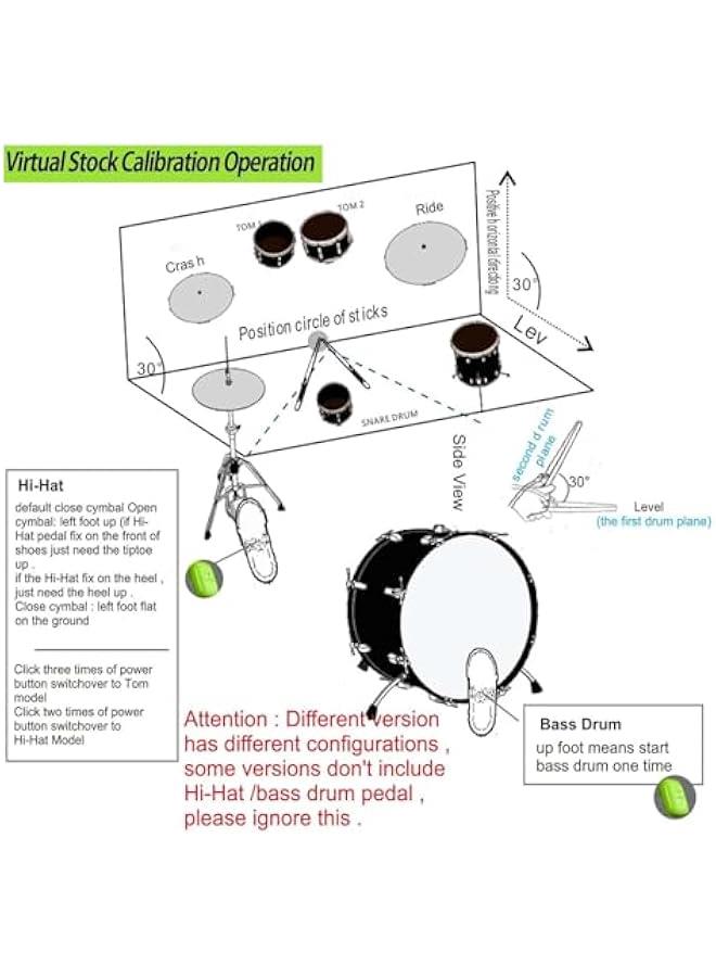 Electric Air Drum Set, Virtual Drumsticks Set, RGB Portable 3D Motion Sensing Air Drum Kit with Drumsticks Pedals Bluetooth & 8 Sounds for Adults Kids Percussion Accessories  - Image 5