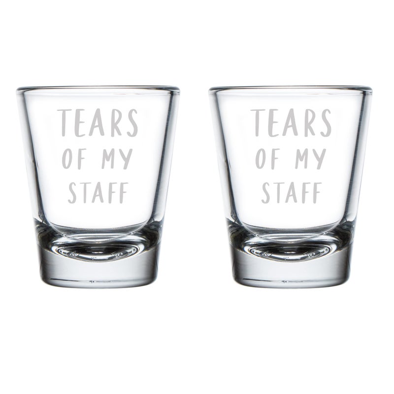 MIP Set of 2 Shot Glasses 175oz Shot Glass Gift Tears Of My Staff Funny For Boss