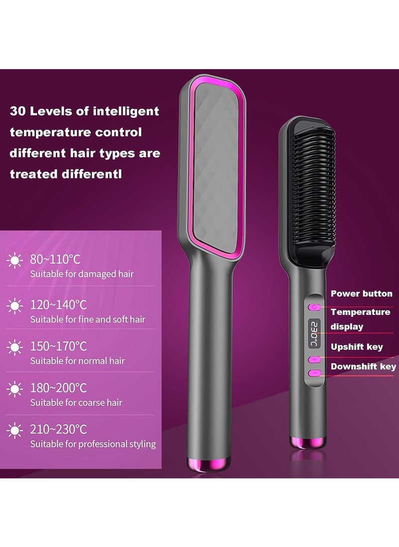 Hair Straightener Brush, Built-in Comb Negative Lon Brush with LCD Display Screen, with Anti-Scald Feature, Free Temperature Regulation & Auto-Off Function for Professional Hair Salon at Home - pzsku/Z06F603D2F47223D65CC5Z/45/_/1735887720/df07ce78-bb3b-4d39-99cc-7f867343965c