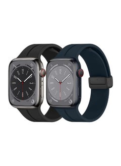2 Pack Silicone replacement Magnetic Buckle Band for apple watch Band 42mm/44mm/45mm/49mm, Waterproof Silicone Sport Band for iWatch Series 8,Ultra,7,SE,6,5,4,3,2,1