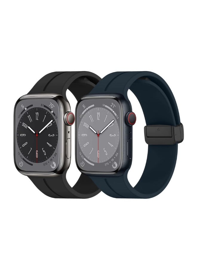 ACLIX - 2 Pack Silicone replacement Magnetic Buckle Band for apple watch Band 42mm/44mm/45mm/49mm, Waterproof Silicone Sport Band for iWatch Series 8,Ultra,7,SE,6,5,4,3,2,1 - Image 1