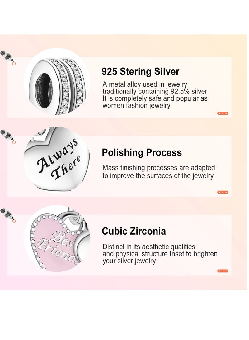 Excefore 925 Sterling Silver Charms, Bead Charms for Bracelets, Heart Charms for Women Girls Bracelets, Family Tree Charms Jewelry Gift for Women Girls (Heart to Heart) - Image 4
