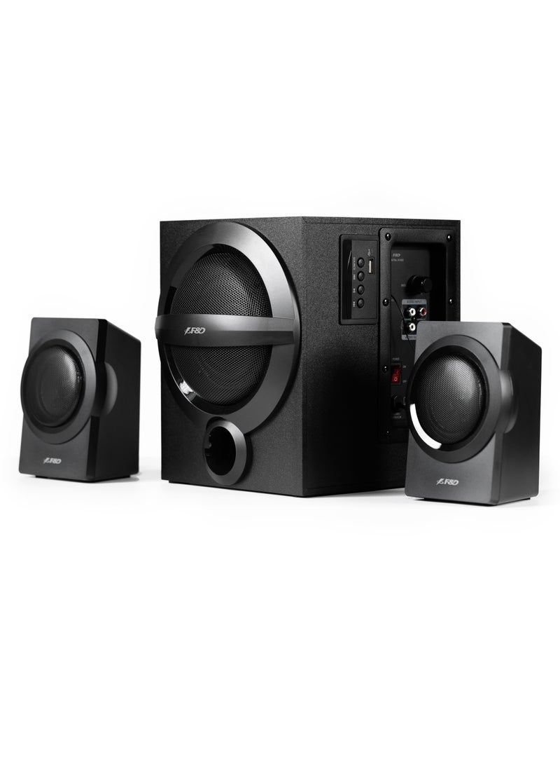 F&D - F&D A140X 74 W 2.1 Channel Bluetooth Multimedia Speakers with Subwoofer Satellite Speaker USB\ AUX\ Remote Control \ Digital FM (Black) - Image 1