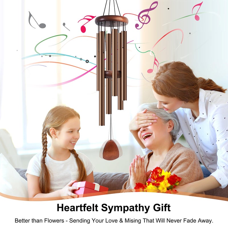 Bursvik Large Aluminium Wind Chimes 37 Inches to Create a Zen Atmosphere Suitable for Outdoor, Garden, Patio Decoration. Classic Wind Chimes with Wind Catcher Suitable as A Gift for Unisex(Coffee) - Image 5
