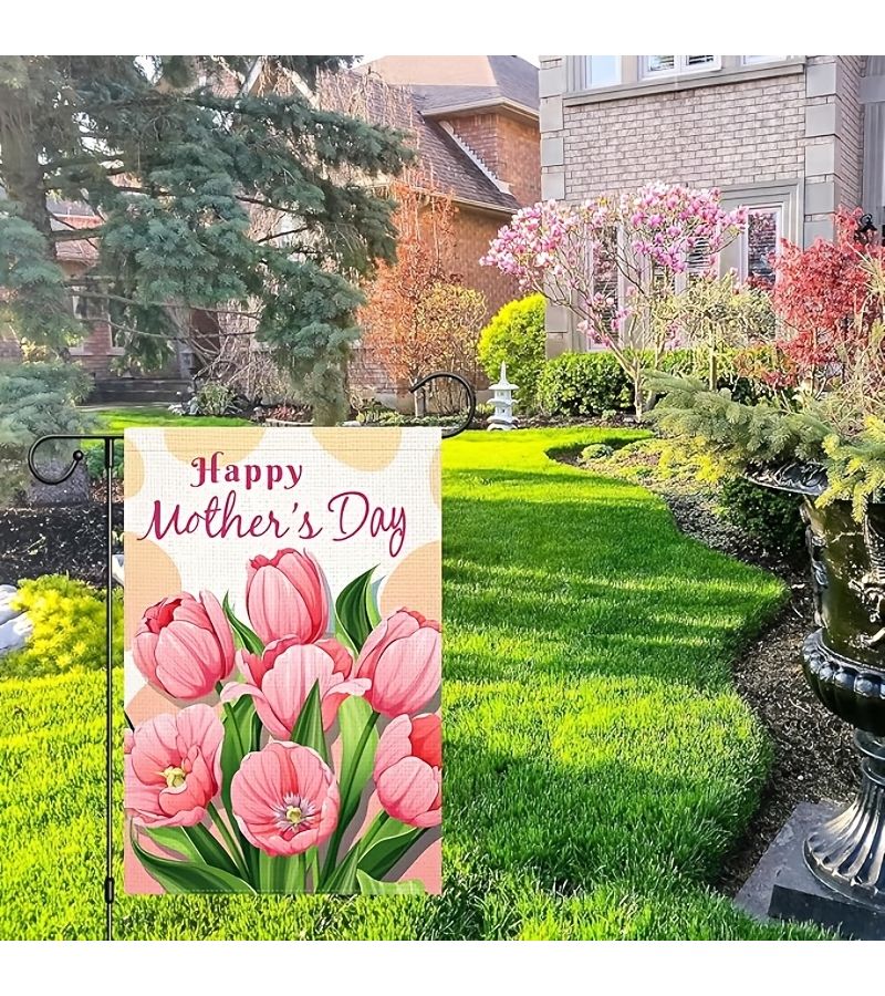 Pink Tulip Happy Mothers Day Garden Flag 135g Durable Polyester Double Sided Outdoor Decoration - Image 5