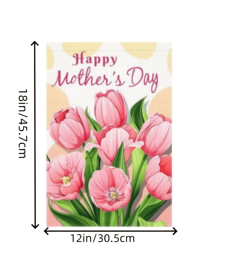 Pink Tulip Happy Mothers Day Garden Flag 135g Durable Polyester Double Sided Outdoor Decoration - Image 2