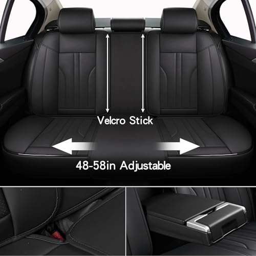 MINGBRON Car Seat Cover Full Set, Leather Car Seat Cover, Waterproof Seat Covers, Car Seat Cushion, Nappa Leather Seat Covers Car Seat Protector Universal Fit Most Cars Black - Image 4